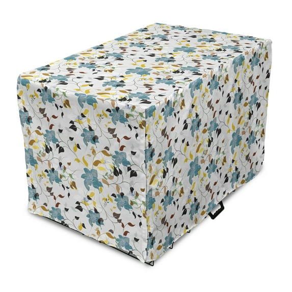 Leaf Dog Crate Cover, Seasonal Flowers with Colorful Leaves Poison Ivy Plant in Contemporary Design Print, Easy to Use Pet Kennel Cover Small Dogs Puppies Kittens, 7 Sizes, Multicolor, by Ambesonne
