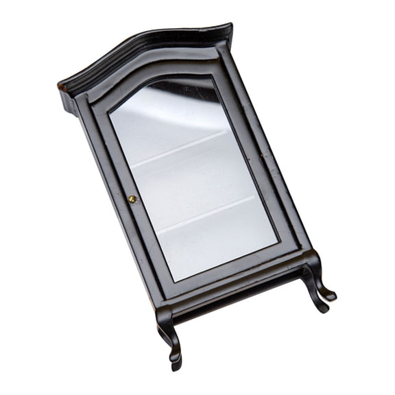 Raindrops Black Miniature Wooden Cabinet for Doll House Decor 1:12 Scale Wood Mini Furniture