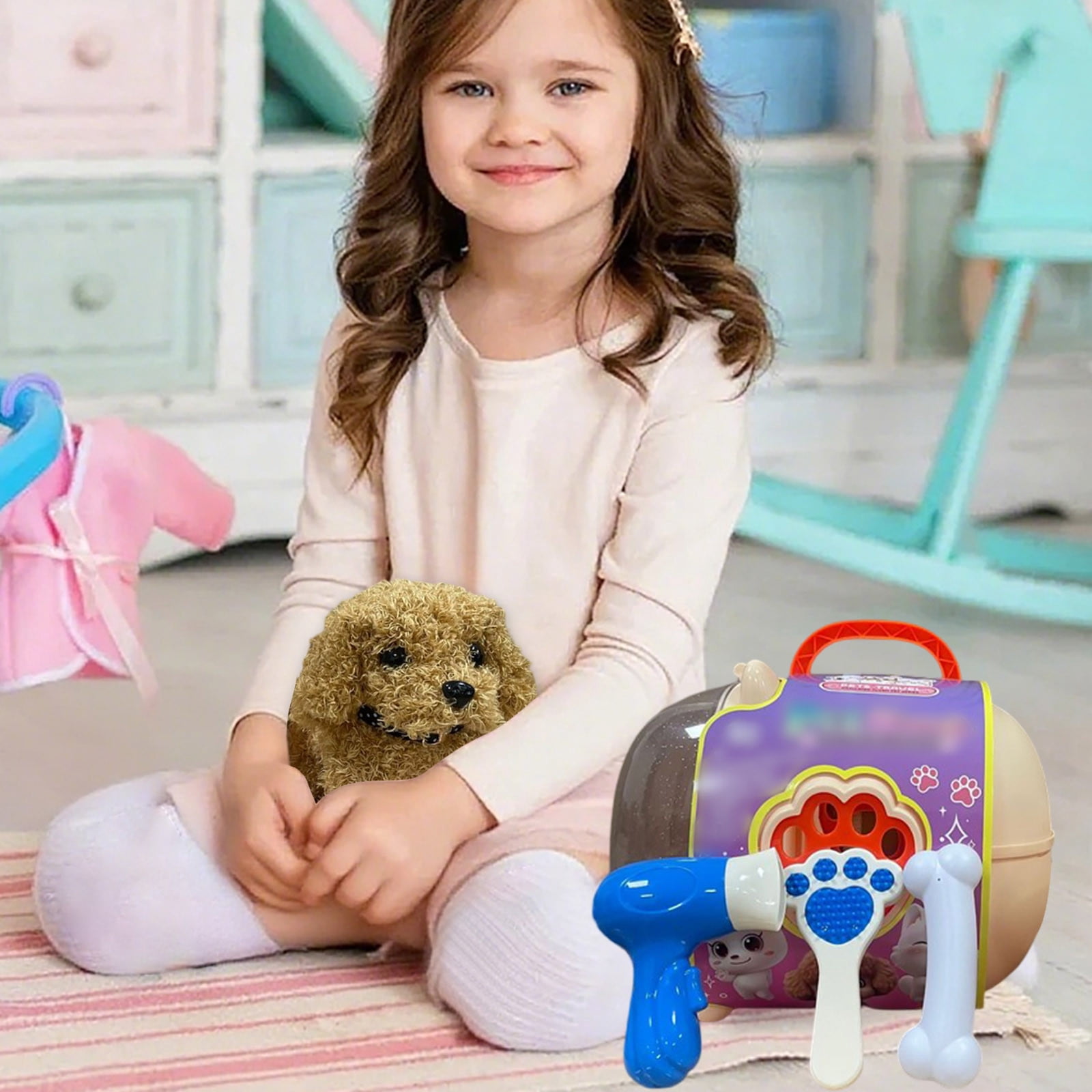 2026 Realistic Robotic Dog Cat Rabbit Toy Electronic Pet That Walks Barks Meows Wags Tail Interactive Plush Robot Animal Birthday Gift for K-ids Easter Present Christmas Halloween