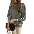 thumbnail image 2 of Fall Sweaters for Women Trendy Cute Cozy - Long Sleeve Colorblock Knitted Pullover Tops Army Green XL, 2 of 8