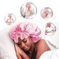 thumbnail image 2 of Mightlink Women Nightcap Satin with Tie Bands Bathing Makeup Exercise Hat Sleeping Bonnet Shower Cap Adjustable Elastic Hair Protection, 2 of 8