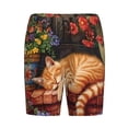 thumbnail image 6 of Daiia Sleeping Cat Flowers Mens Woven Stretch Pajama Short,Short Pajama Pants-Large, 6 of 7