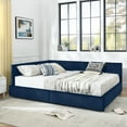 thumbnail image 3 of Newest Queen Size Upholstered Daybed with Tufted Backrest & Storage Drawers, Velvet Sofa Bed Frame for Bedroom & Living Room,Dark Blue, 3 of 13