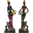 thumbnail image 2 of FRCOLOR African Tribal Figurines Lady Figurine Statue Assorted Color 2Pcs, 2 of 7
