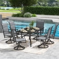 thumbnail image 2 of MAYEERTY 7-Piece Patio Dining Set:1 Black Rectangular Table with 1.57" Umbrella Hole & 6 Gray Paded Swivel Textilene Chairs, 2 of 9