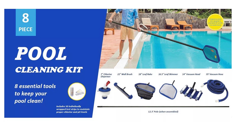 8Piece Pool Cleaning Kit Essential AllSeason Tools