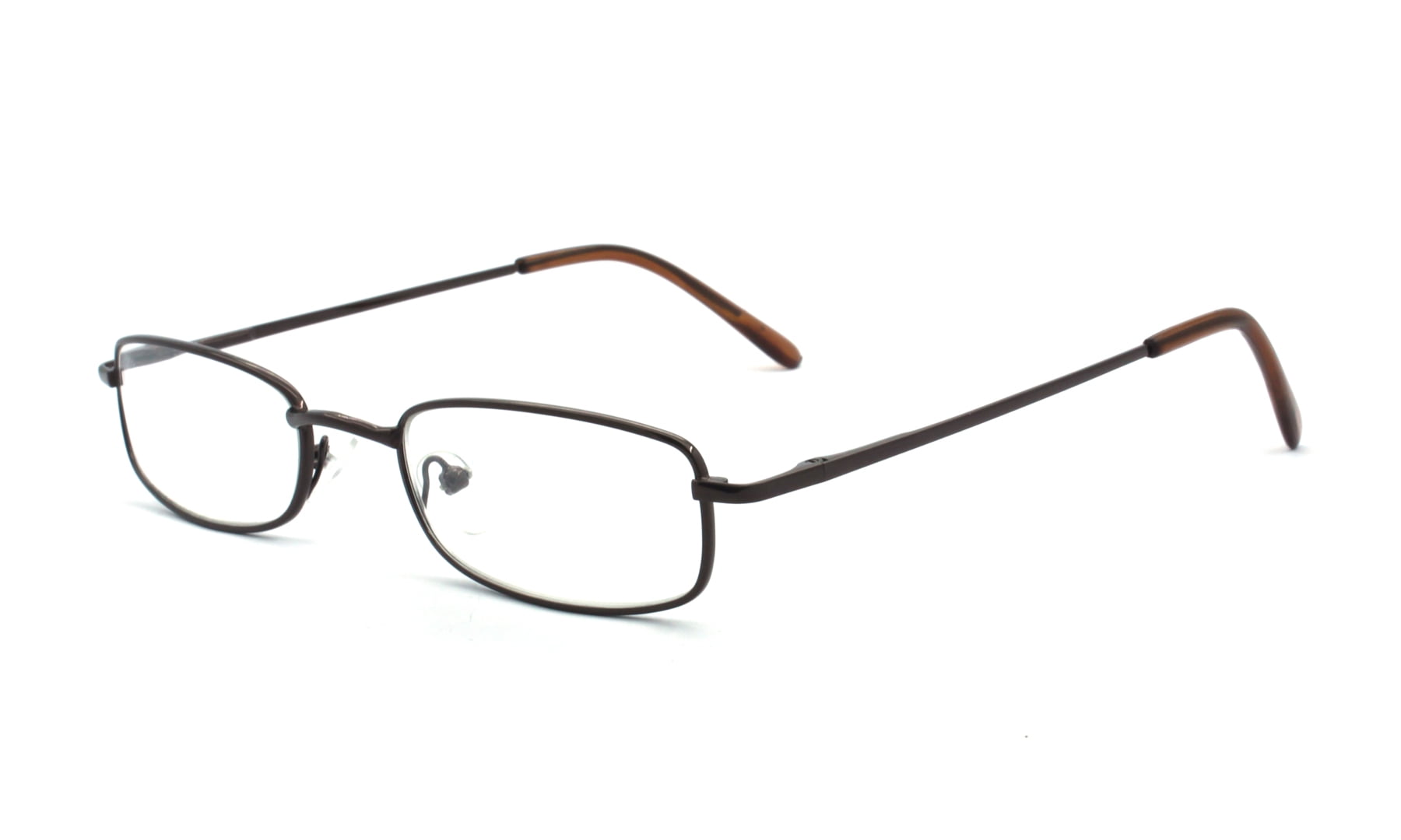 EYE ZOOM 5 Pairs Unisex Classic Rectangular Metal Frame Reading Glasses, Brown, +1.50