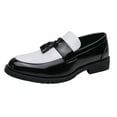 thumbnail image 5 of Men's Oxfords Dress Shoes 2025 Black White Color Blocking Fashion Casual Leather Slip on Penny Loafers, 5 of 9