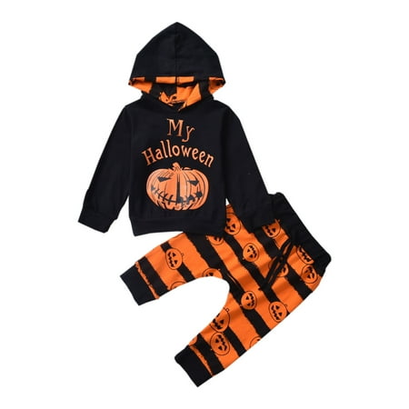 

Seyurigaoka Baby Halloween 2Pcs Suit Pumpkin Print Long Sleeve Top + Long Pants