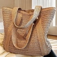 thumbnail image 3 of HXWCHs Women's Woven Straw Beach tote Bag Boho Summer Shoulder Handbag with Tassel for Travel 45x36x40cm Brown, 3 of 7