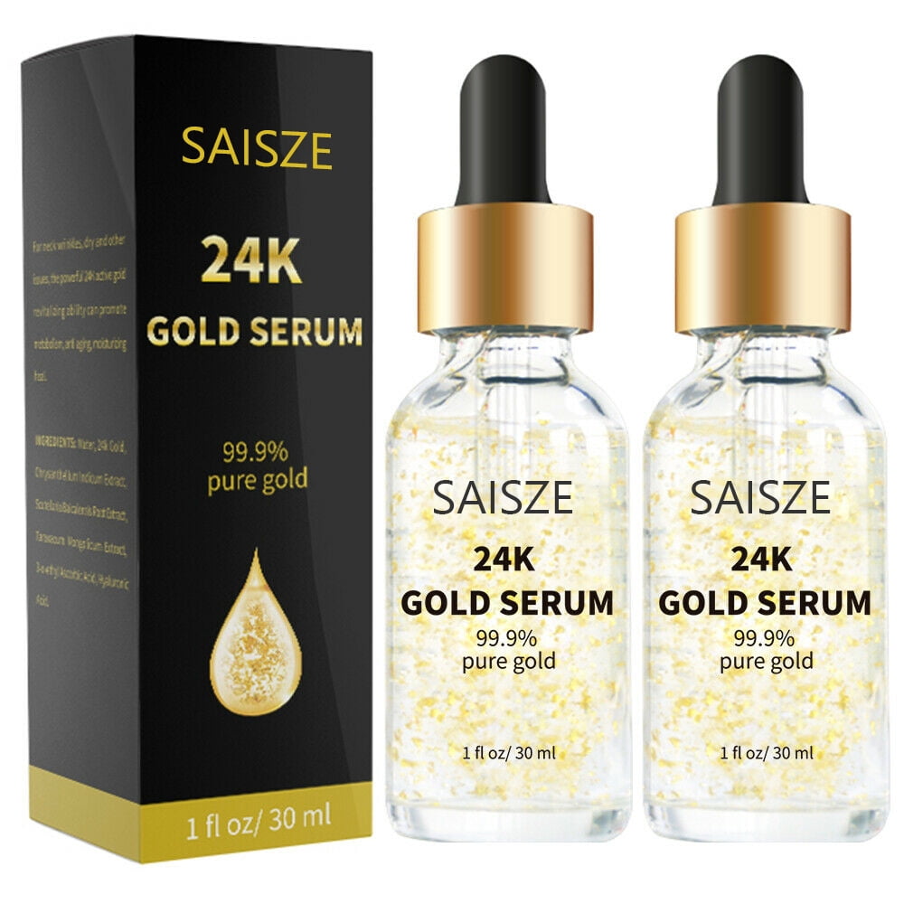2 Pcs Collagen 24K Gold Oil Serum, Face Serum with Vitamin C and Hyaluronic Acid, Skin Firming Anti Aging Serum, Helps with Moisture and Firm Skin, 1 fl.oz