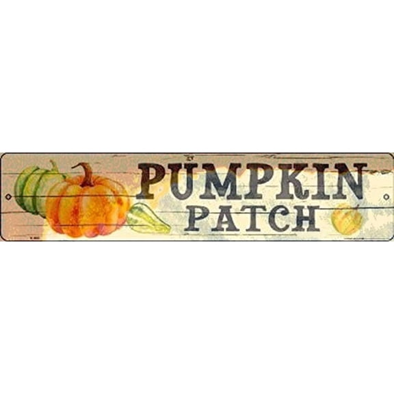 Tin Poster Metal Sign Pumpkin Patch Novelty Street Wall Decor 16"x4" Plaque Retro Vintage Signs