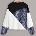 thumbnail image 1 of Women's Long Sleeve Color Block Snake Print Pullover Sweatshirts Patchwork Tops, 1 of 6