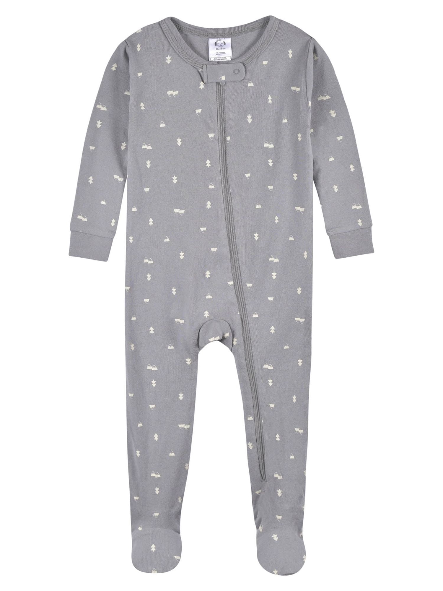 Gerber Baby & Toddler Neutral Snug Fit Footed Cotton Pajamas, 4-Pack, Sizes 0/3 Months-5T