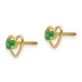 thumbnail image 4 of Auriga Fine Jewelry 14K Yellow Gold 3mm Emerald Birthstone Heart Stud Earrings for Women, 4 of 6