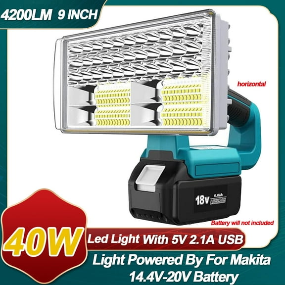 30W 3300LM Cordless LED Work Light Powered by For Makita 14.4-20v Battery 9 inch