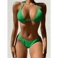 thumbnail image 6 of SEARIPE Women 3 piece Swimwear Halter Triangle Bikini Swimsuit With Beach Skirt Green S, 6 of 6