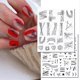 thumbnail image 3 of 7 Sheets Black Stars Moons Line Nail Stickers, 3D Black Star Arc Moon Geometric Line Love Heart Self-adhesive Design Nail Decals For Acrylic Nails, DI, 3 of 4