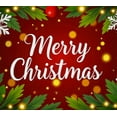 thumbnail image 4 of Festive Red Christmas Banner with Leafy Greenery Glowing Lights and Snowflakes Backdrop Decoration for Christmas Parties Holiday Celebrations Family Gatherings Photo Booths, 4 of 8
