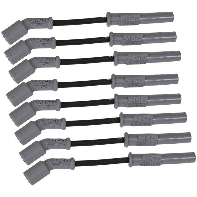 MSD Ignition Spark Plug Wire Set 32813 Super Conductor; Pre Assembled; Black; 8-1/2 Millimeter; Silicone and Synthetic; Straight Spark Plug Boots; 45 Degree LS1 Coil Boot