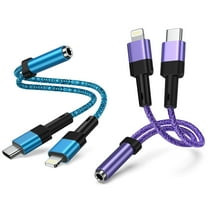 iPhone Headphone Adapter,2Pack 2 in 1 USB Type C&IOS to Aux Dongle Cord 3.5mm Female Jack Adapter Converter Earbuds Splitter Adaptor Audio Jack Cable Compatible with iPhone 16 15 14 Android Samsung