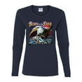 thumbnail image 2 of Born To Be Free Blad Eagle and American Flag Cars and Trucks Womens Graphic Long Sleeve T-Shirt, Navy, X-Large, 2 of 3