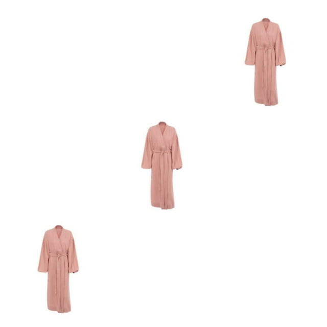 yingyy 1/2/3/5 Femmes Printemps Style Décontracté Ouvert devant Vêtements de Nuit Filles Simple Robe de Nuit à Manches Longues Vêtements de Pyjama Maison Marron G 3 Pcs