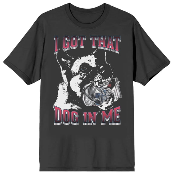 Pabst Blue Ribbon I Got That Dog In Me Adult Charcoal Crew Neck Short Sleeve T-shirt -XL