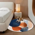 thumbnail image 2 of Round Rugs 6Ft, Navy Blue Burnt Orange Round Area Rug Washable Indoor Throw Carpet, Artwork Vintage Geometric Soft Non Slip Circle Rug for Office Cabinet Home Decor Aesthetic, 2 of 8