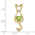 thumbnail image 3 of Auriga Fine Jewelry 14K Yellow Gold Peridot and Diamond Cat Pendant for Women (L-32.6mm, W-10.3mm), 3 of 6