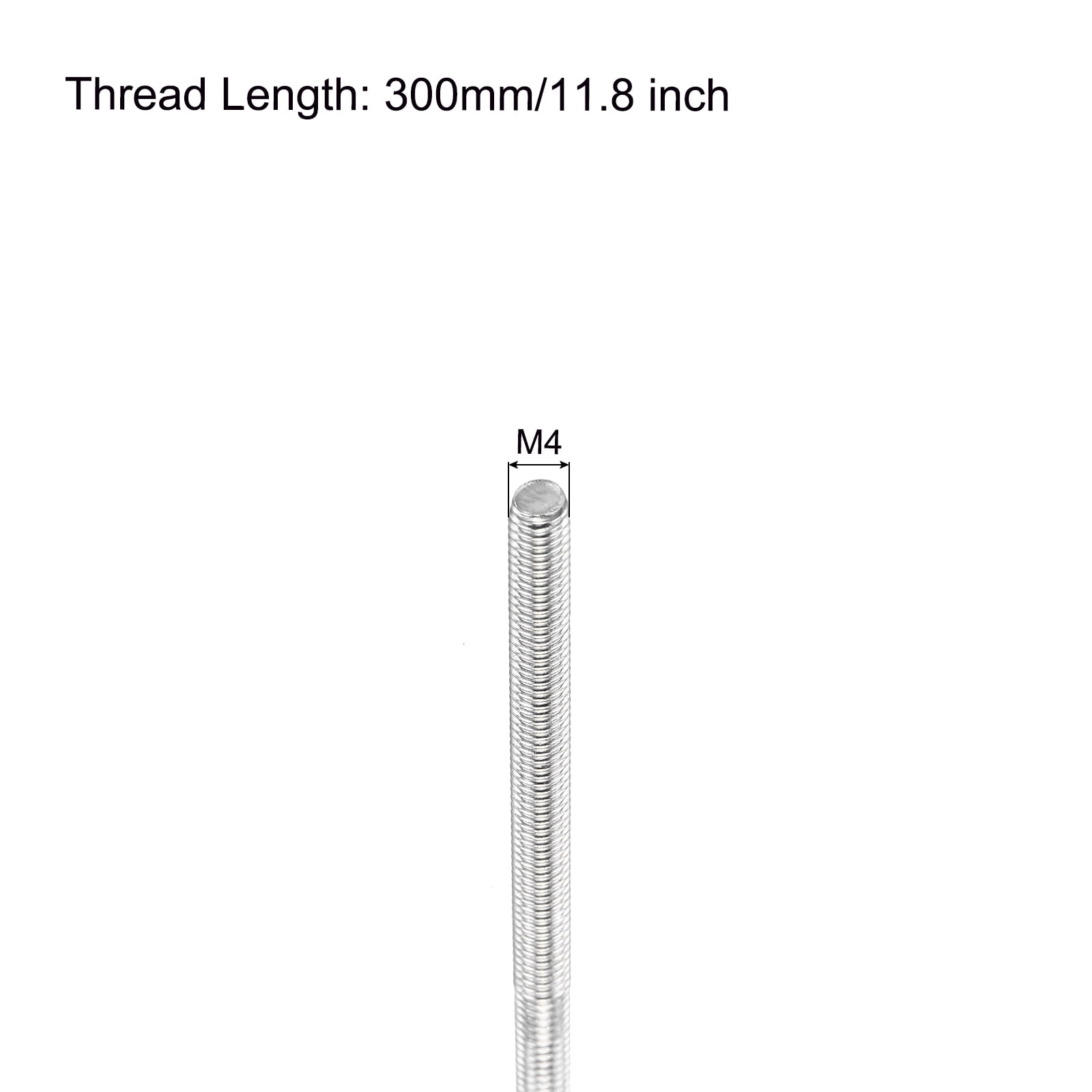 Fully Threaded Rod M4 x 300mm 0.7mm Pitch 304 Stainless Steel Right Hands 10pcs