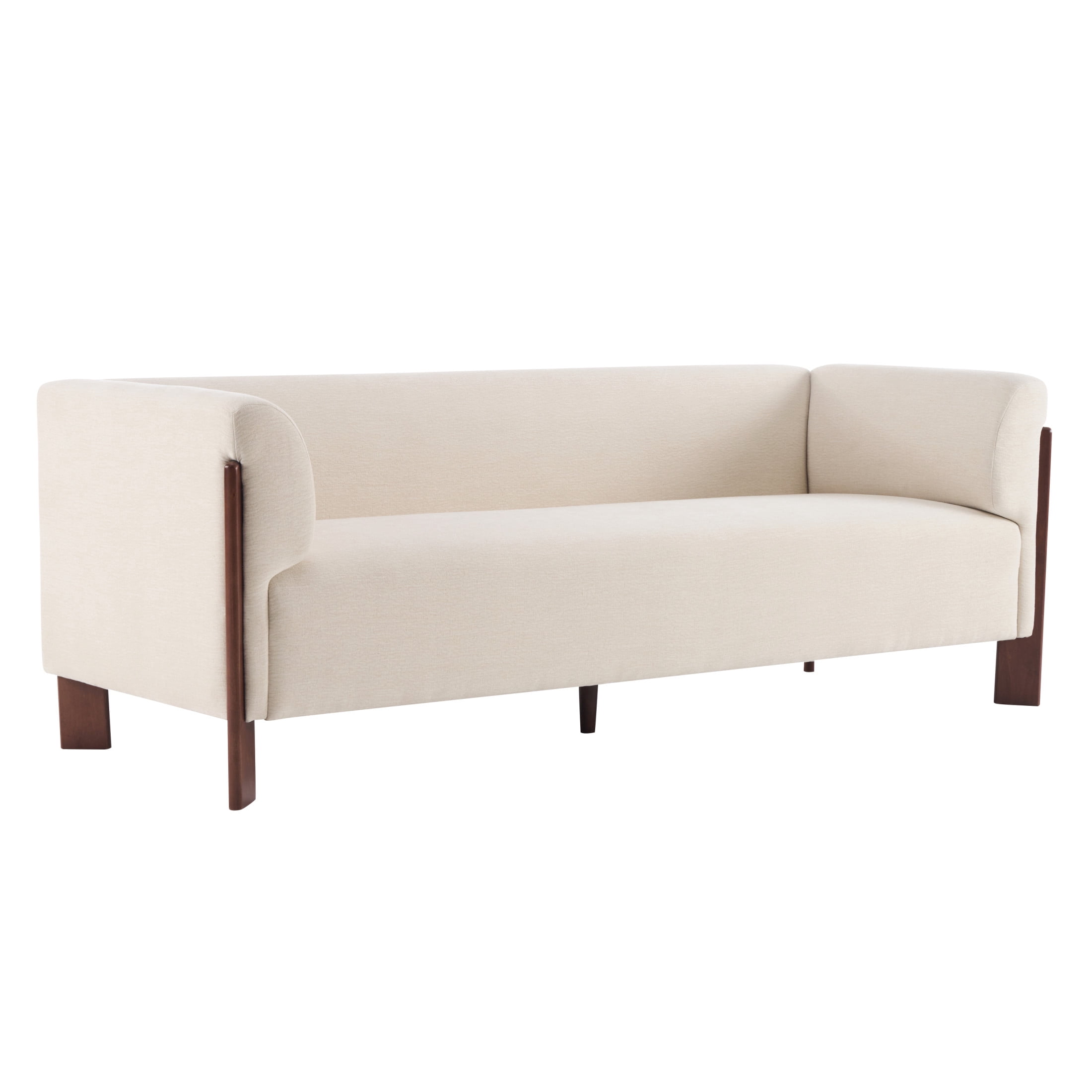 Christopher Knight Home 80" Modern Upholstered Sofa, 3 Seats Tuxedo Arms with Wood Leg, Linen