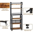 thumbnail image 4 of LinkRomat 6-Tier Bathroom Shelf, Over Toilet Bathroom Organizer with Rolling Cart & 6 Hooks,Over the Toilet Storage Rack for Bathroom, Brown, 4 of 7