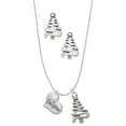 thumbnail image 1 of Delight Jewelry Silvertone Small ''Daughter'' Heart with Clear Crystal Silver tone Zig Zag Christmas Tree Charm Necklace and Stud Earrings, 1 of 4