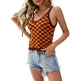 thumbnail image 3 of Liacowi Womens Plaid Tank Tops Summer Ribbed Skinny Fit Backless Cool Color Matching Sleeveless Vest Halter Crop Top, 3 of 9