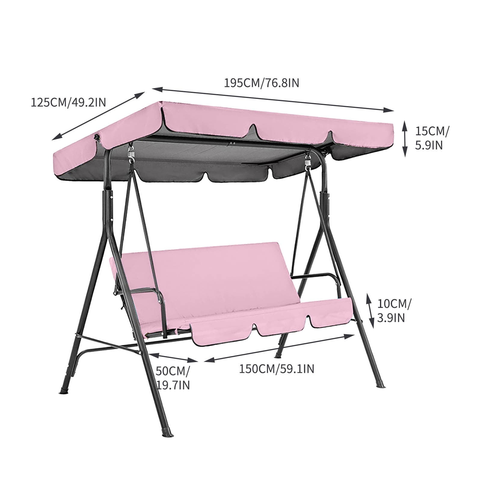 SouMaox Outdoor Patio Swing Seat Cover Replacement Sunscreen Waterproof Polyester Taffeta Garden Furniture Canopy Top Accessory Large