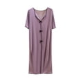 thumbnail image 2 of ZyeKqe Womens Nightgown Short Sleeve Bow Casual V Neck Pajamas Lightweight Loose Soft Comfy Loungewear Sleep Shirts, 2 of 5