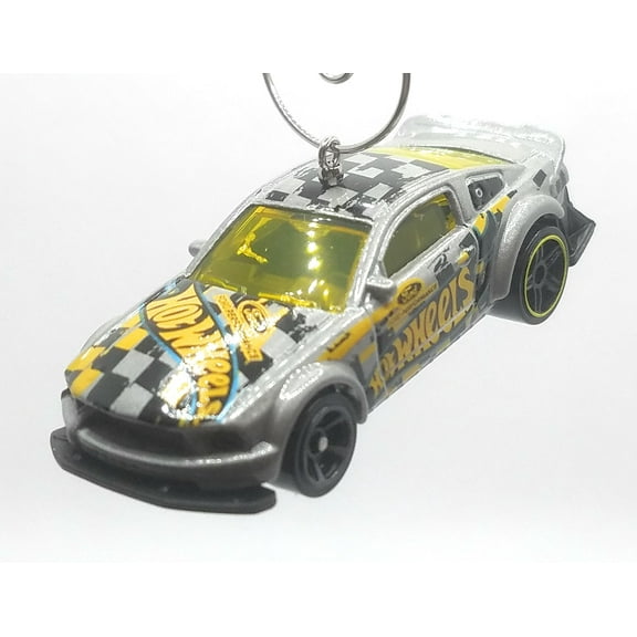 Christmas Ornament for 2005 Ford Mustang Grey Black Yellow Checkered