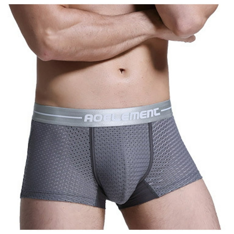 Knosfe Men's Underwear Moisture-Wicking Solid Breathable Pouch Mesh Boxer  Briefs XL 