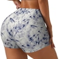 thumbnail image 2 of Kdxio Indigo Tie Dye Print Workout Shorts for Women Seamless Soft Smooth Gym Yoga Scrunch Active Shorts, 2 of 5