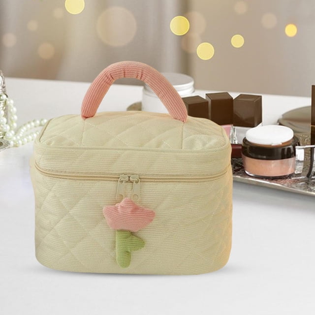 Neceser de moda Estuche de almacenamiento Bolsos con cremallera Bolsos Flores de Bolsa de cosméticos para mujeres y niñas Accesorios beige Colco Neceser