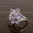 thumbnail image 2 of 7X5 MM Pear Shape Amethyst 925 Sterling Silver Cocktail Floral Women's Mother's Day Gift Ring, 2 of 4