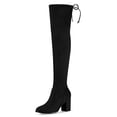 thumbnail image 1 of Botas altas Allegra K negras sobre la rodilla con punta redonda y tacón En bloque para mujer US 5.5 / UK 3.5 / EU 36, 1 of 7