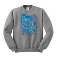 thumbnail image 2 of 3D Blue Skulls Trendy | Mens Fashion Crewneck Graphic Sweatshirt, Heather Grey, Medium, 2 of 4