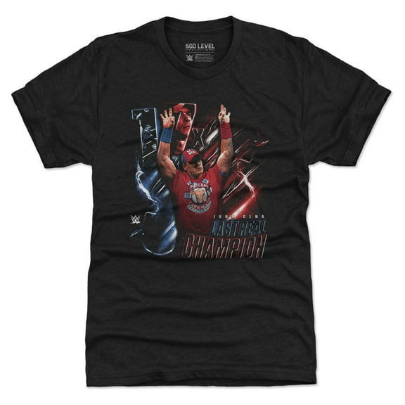 Men's 500 Level Heather Black John Cena The Last Real Champion Tri-Blend T-Shirt