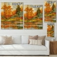 thumbnail image 4 of Designart 'Autumn Forest By The Lake Side III' Lake House Print on Natural Pine Wood, 4 of 5