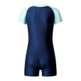 thumbnail image 2 of YiZYiF Kids Girls One-piece Swimsuit Swimwear Short Sleeve Zipper Rashguard Swimming Suit Light Blue 12, 2 of 7