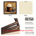 thumbnail image 4 of 2D Flat, 1pc Vintage Coffee Cup Wall Art - Rustic Farmhouse Kitchen Decor with Whipped Cream Floral Accents, Wood Framed Sign - 8x8in Horizontal Coffee Bean Design for Living, 4 of 9