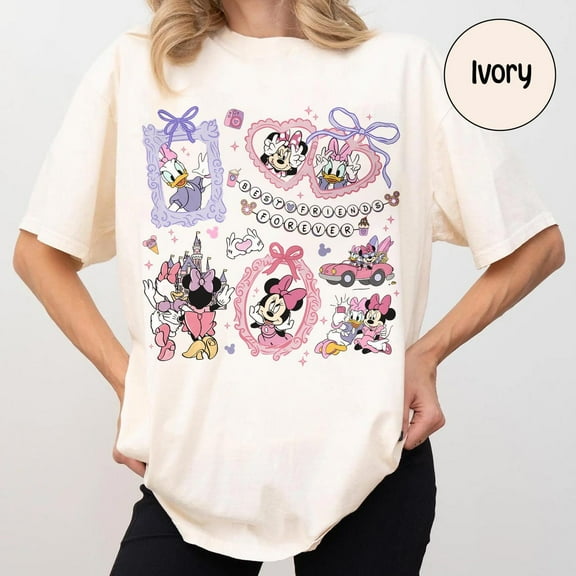 Retro Coquette Bows Minnie And Daisy Shirt, Disney Bestie Shirt, Disney Girls Trip Shirt, Wdw Magic Kingdom Disneyland Matching Women Tees-5Xl Shirt
