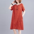 thumbnail image 2 of Vestido suelto de mujer Vestido bohemio con estampado floral con bolsillos Manga corta Cuello r Abanopi Vestido, 2 of 7